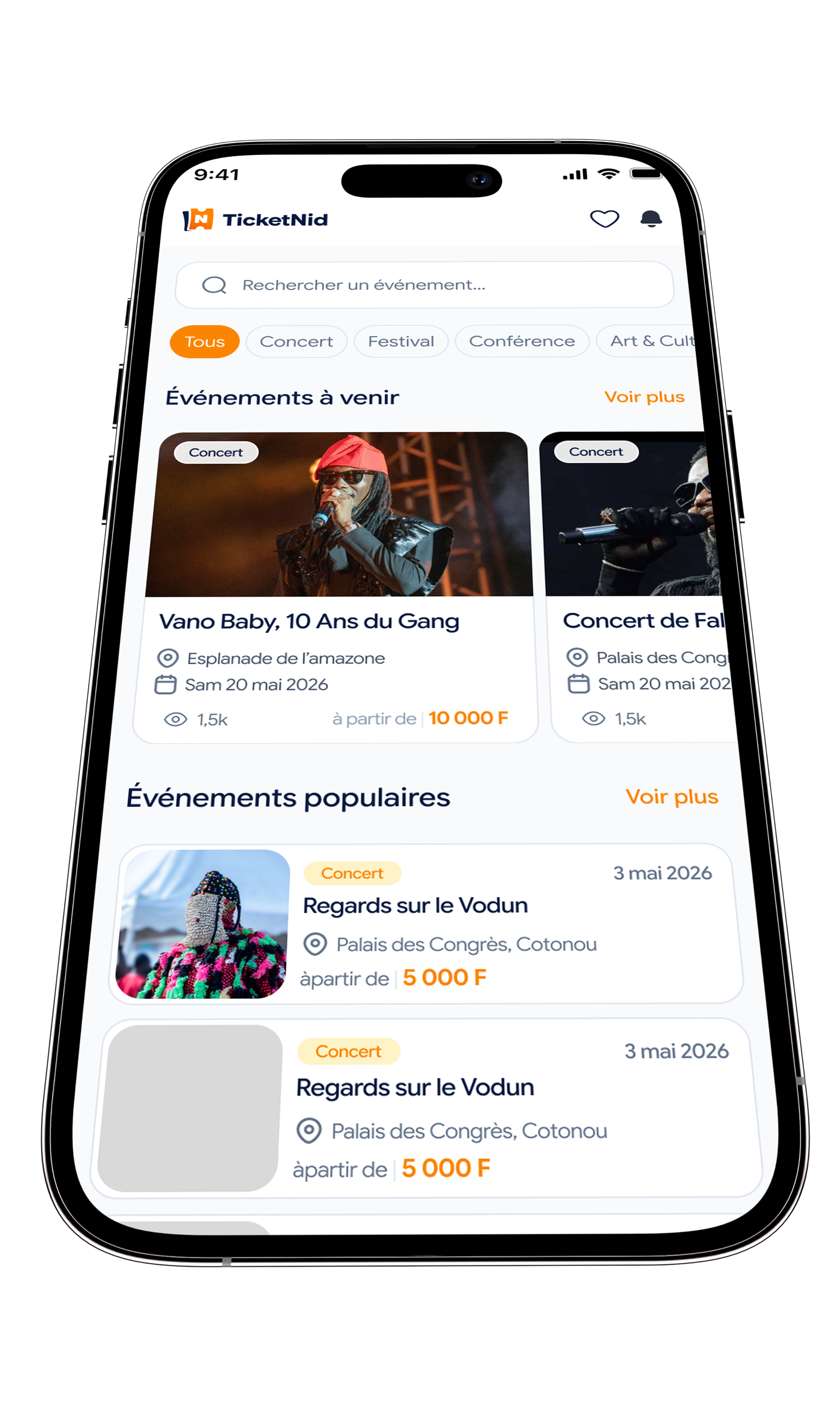 Aperçu de l'application TicketNid